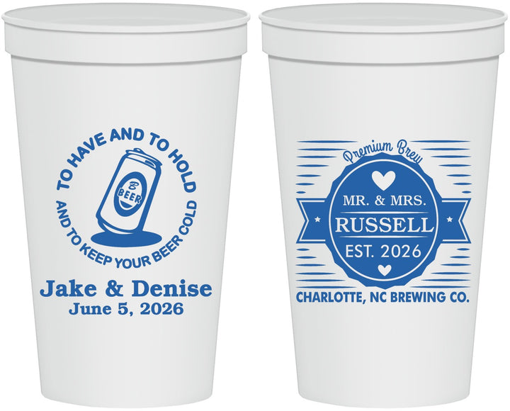Personalized Wedding 22 oz Stadium Cups - To Have And To Hold | 279