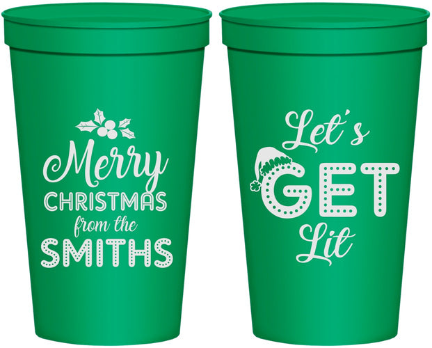 Personalized Christmas 22 oz Stadium Cups - Lets Get Lit | 280001
