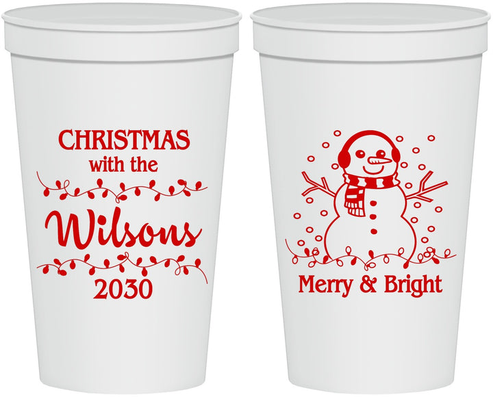 Personalized Christmas 22 oz Stadium Cups - Snowman | 280002