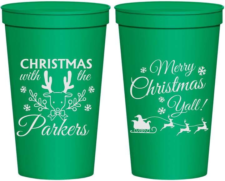 Personalized Christmas 22 oz Stadium Cups - Reindeer | 280005