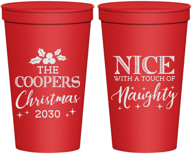 Personalized Christmas 22 oz Stadium Cups - Naughty Or Nice | 280008