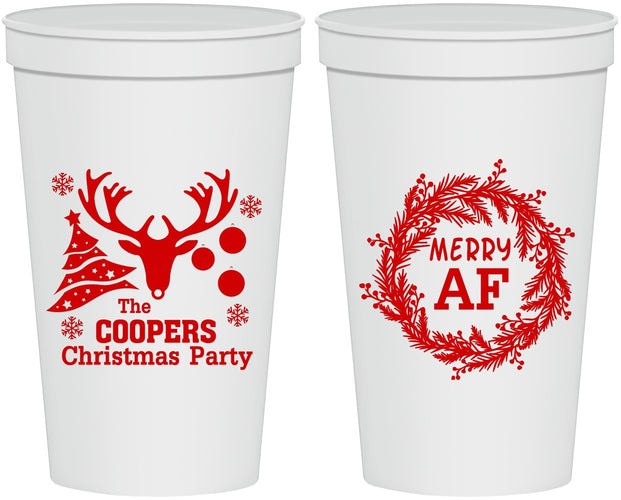 Personalized Christmas 22 oz Stadium Cups - Merry Af | 280014