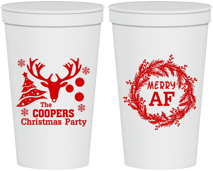 Personalized Christmas 22 oz Stadium Cups - Merry Af | 280014