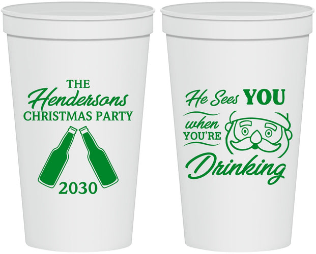 Personalized Christmas 22 oz Stadium Cups - Santa | 280015