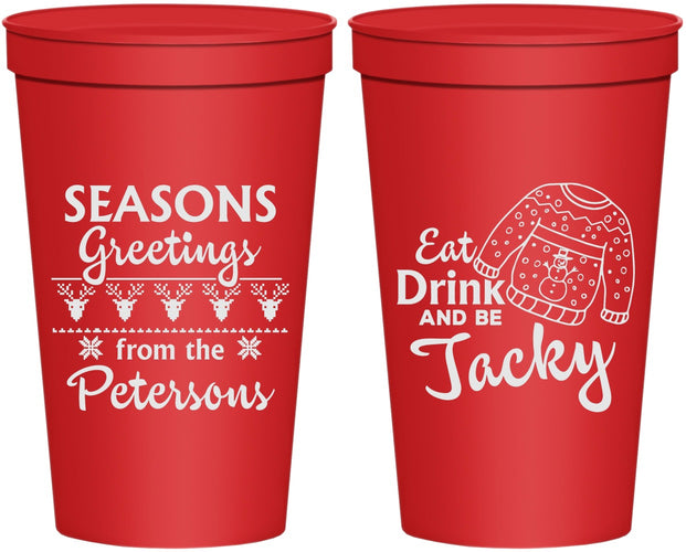 Personalized Christmas 22 oz Stadium Cups - Eat Drink Be Jacky | 280016