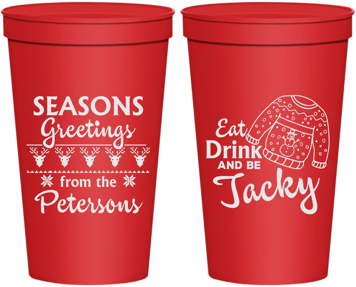 Personalized Christmas 22 oz Stadium Cups - Eat Drink Be Jacky | 280016