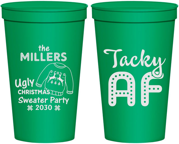 Personalized Christmas 22 oz Stadium Cups - Tacky Af | 280017