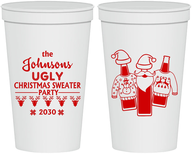 Personalized Christmas 22 oz Stadium Cups - Ugly Sweater | 280022