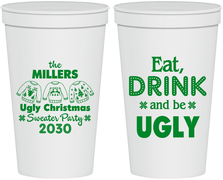 Personalized Christmas 22 oz Stadium Cups - Ugly Sweater | 280023