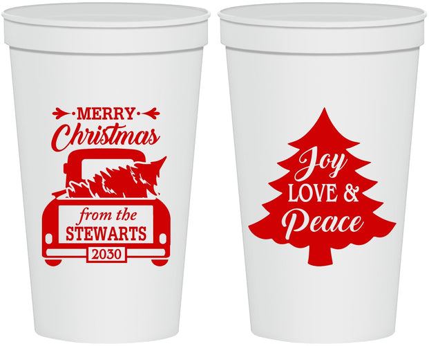 Personalized Christmas 22 oz Stadium Cups - Christmas Tree | 280026