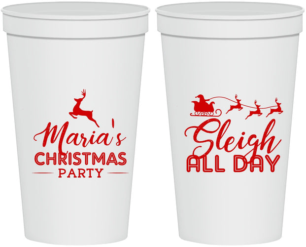 Personalized Christmas 22 oz Stadium Cups - Sleigh All Day | 280030