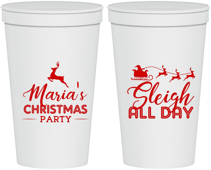 Personalized Christmas 22 oz Stadium Cups - Sleigh All Day | 280030