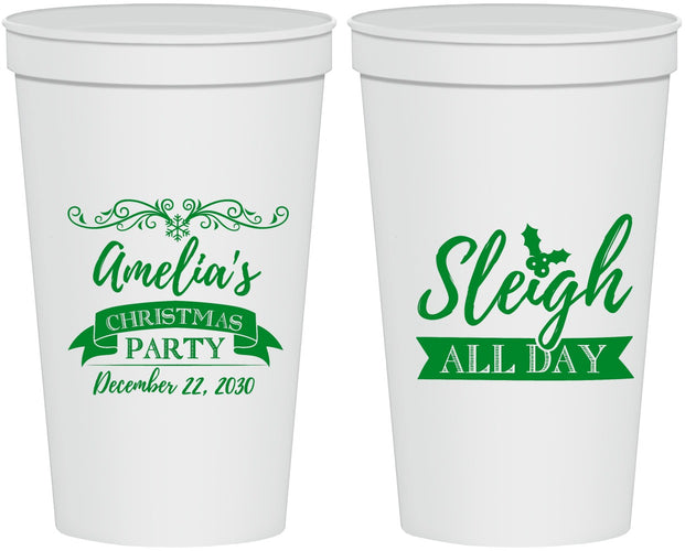 Personalized Christmas 22 oz Stadium Cups - Sleigh All Day | 280031