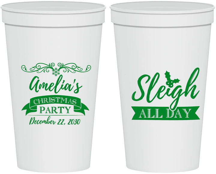 Personalized Christmas 22 oz Stadium Cups - Sleigh All Day | 280031