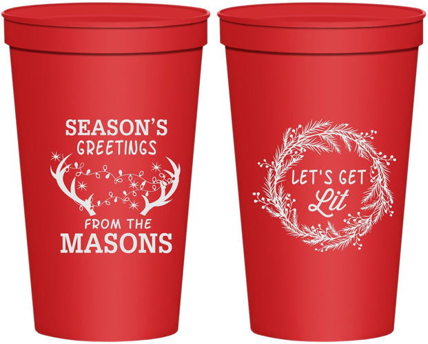 Personalized Christmas 22 oz Stadium Cups - Lets Get Lit | 280032
