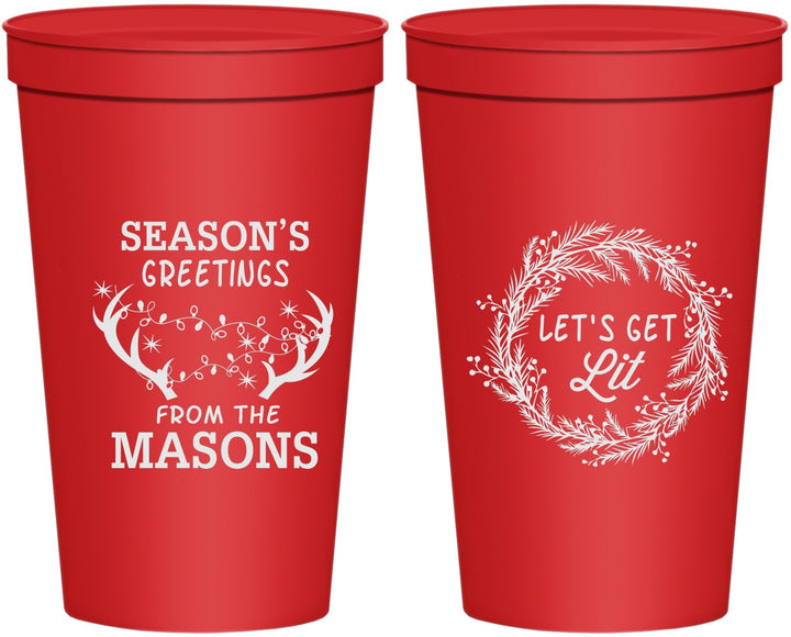 Personalized Christmas 22 oz Stadium Cups - Lets Get Lit | 280032