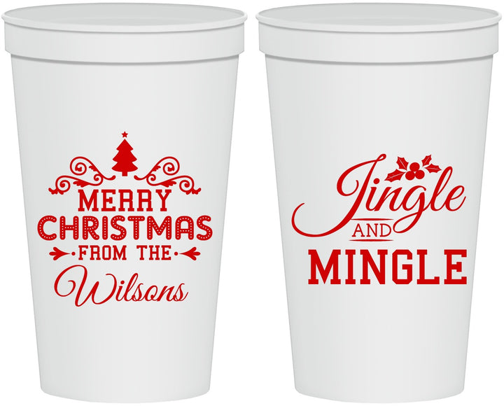 Personalized Christmas 22 oz Stadium Cups - Jingle And Mingle | 280034