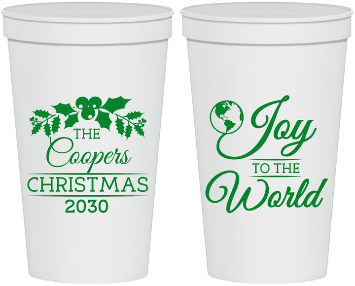 Personalized Christmas 22 oz Stadium Cups - Joy To The World | 280035