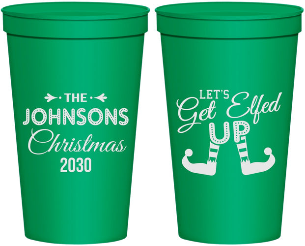 Personalized Christmas 22 oz Stadium Cups - Lets Get Elfed Up | 280037
