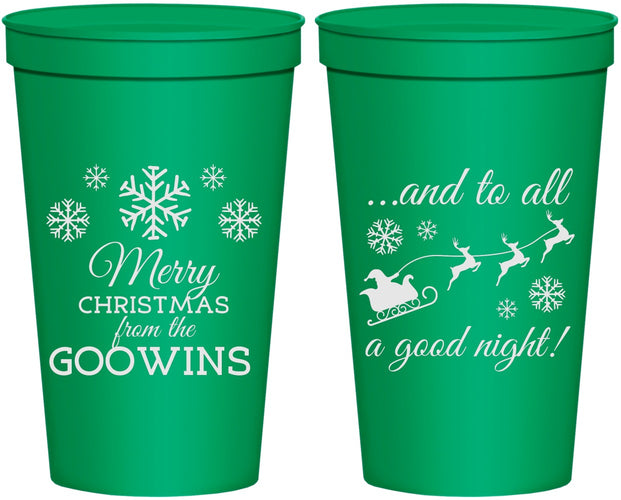 Personalized Christmas 22 oz Stadium Cups - To All A Good Night | 280041