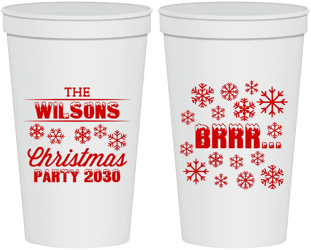 Personalized Christmas 22 oz Stadium Cups - Snowflakes | 280042