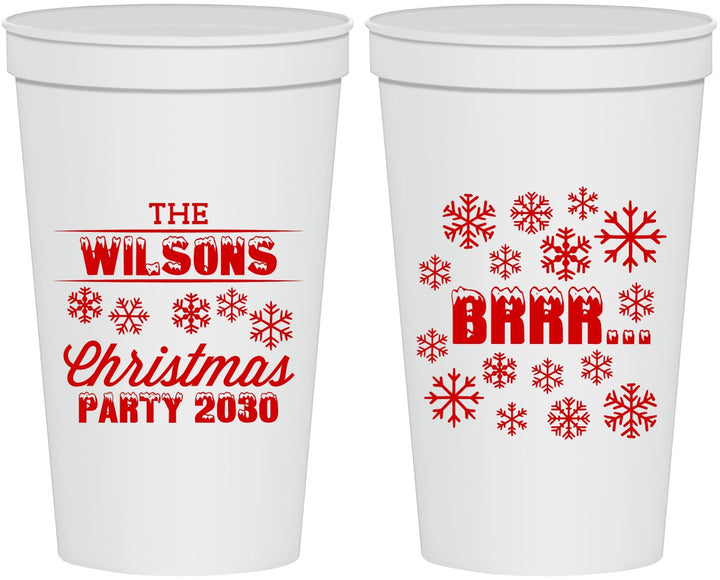 Personalized Christmas 22 oz Stadium Cups - Snowflakes | 280042