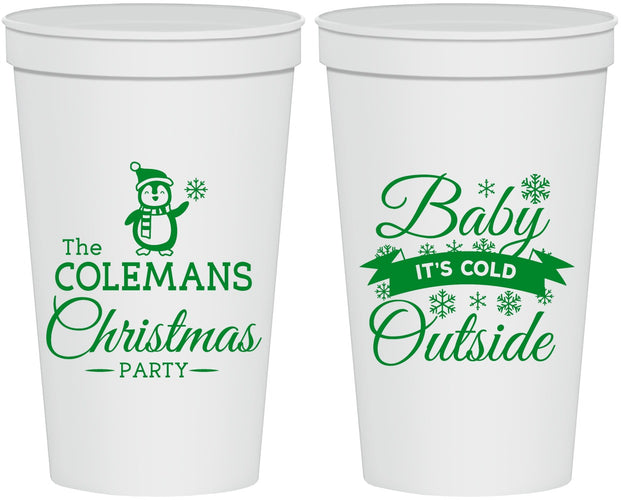 Personalized Christmas 22 oz Stadium Cups - Cold Outside | 280043