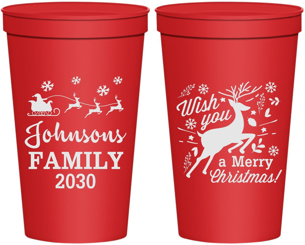 Personalized Christmas 22 oz Stadium Cups - Reindeer | 280044