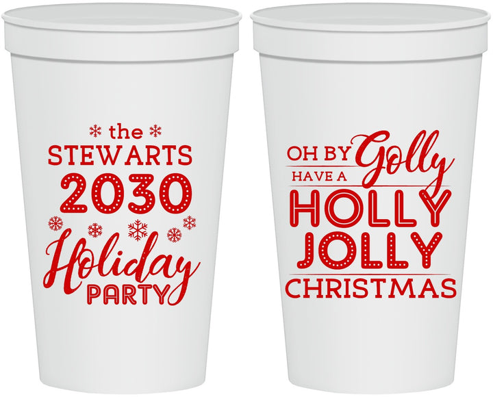 Personalized Christmas 22 oz Stadium Cups - Holly Jolly | 280046