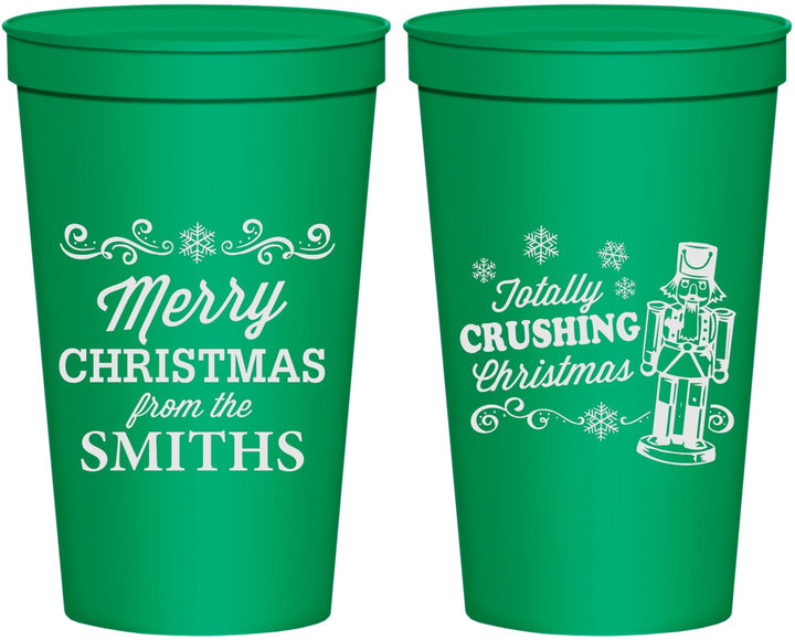 Personalized Christmas 22 oz Stadium Cups - Snowflakes | 280053