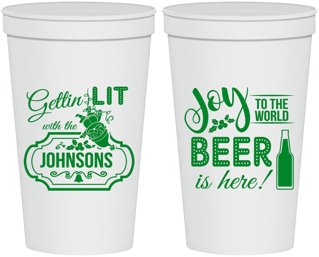 Personalized Christmas 22 oz Stadium Cups - Wine | 280055