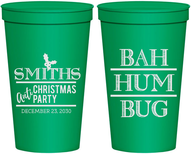 Personalized Christmas 22 oz Stadium Cups - Bah Hum Bug | 280057