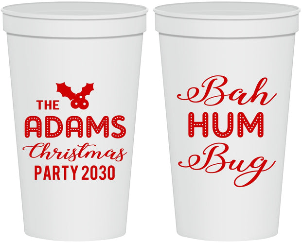 Personalized Christmas 22 oz Stadium Cups - Bah Hum Bug | 280058
