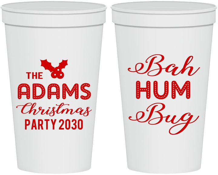 Personalized Christmas 22 oz Stadium Cups - Bah Hum Bug | 280058
