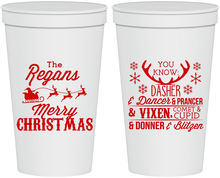 Personalized Christmas 22 oz Stadium Cups - Reindeer | 280062