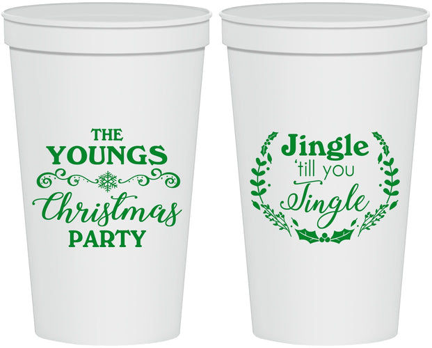 Personalized Christmas 22 oz Stadium Cups - Jingle Til You Jingle | 280063