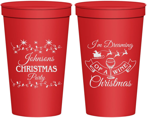 Personalized Christmas 22 oz Stadium Cups - Wine | 280068