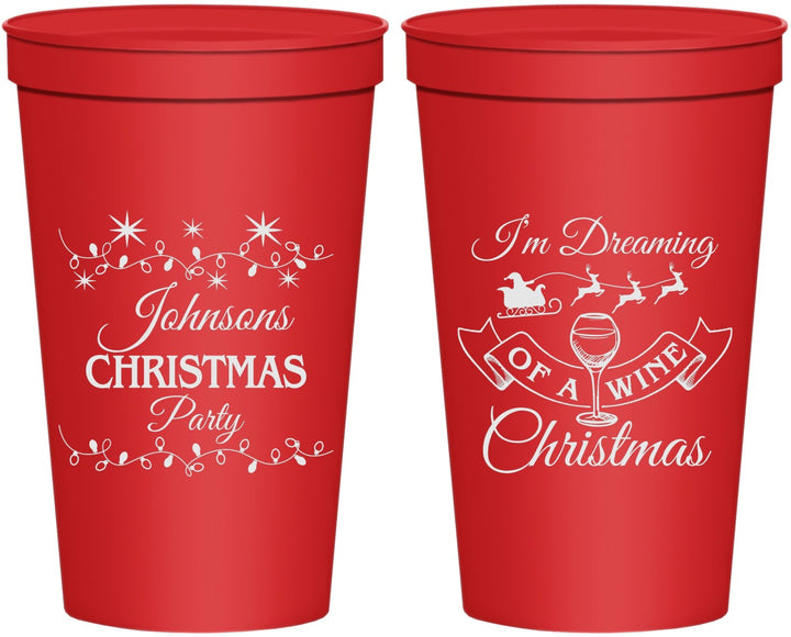 Personalized Christmas 22 oz Stadium Cups - Wine | 280068