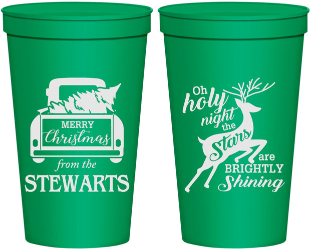 Personalized Christmas 22 oz Stadium Cups - Tree | 280073