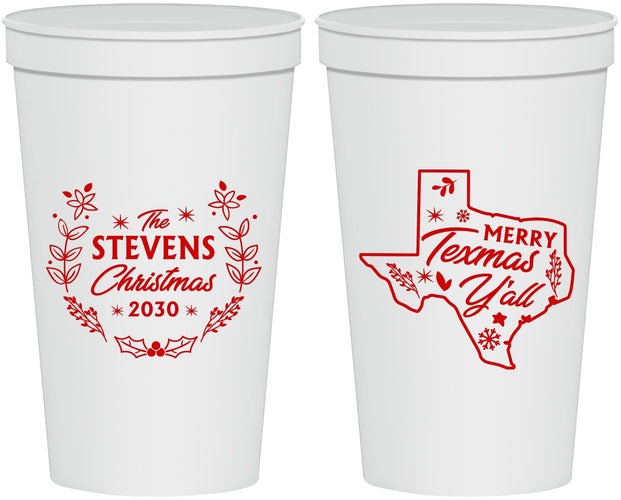 Personalized Christmas 22 oz Stadium Cups - Texmas Yall | 280074