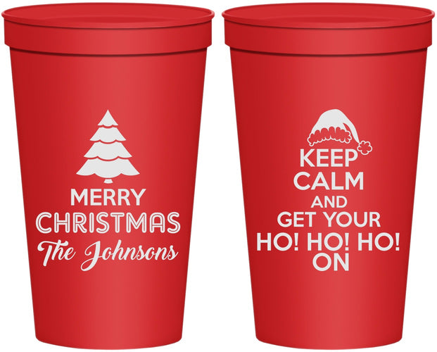 Personalized Christmas 22 oz Stadium Cups - Ho Ho Ho | 280076