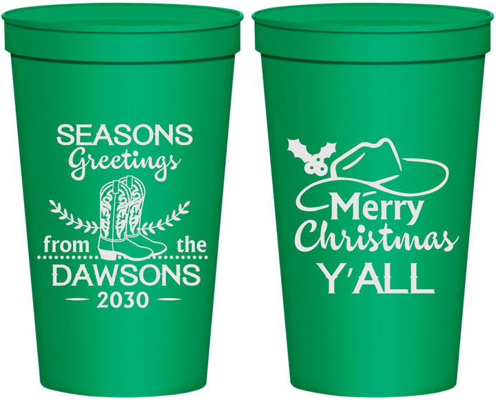 Personalized Christmas 22 oz Stadium Cups - Texas | 280077