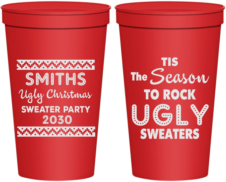 Personalized Christmas 22 oz Stadium Cups - Ugly Sweater | 280080