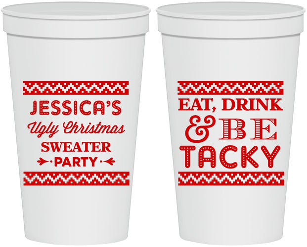 Personalized Christmas 22 oz Stadium Cups - Eat Drink Tacky | 280082