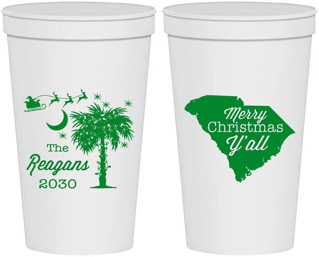 Personalized Christmas 22 oz Stadium Cups - South Carolina | 280083