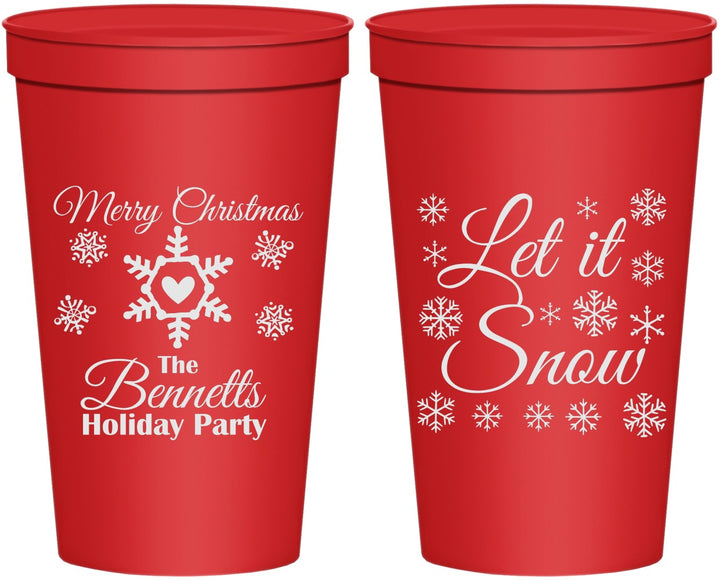 Personalized Christmas 22 oz Stadium Cups - Let Is Snow | 280088