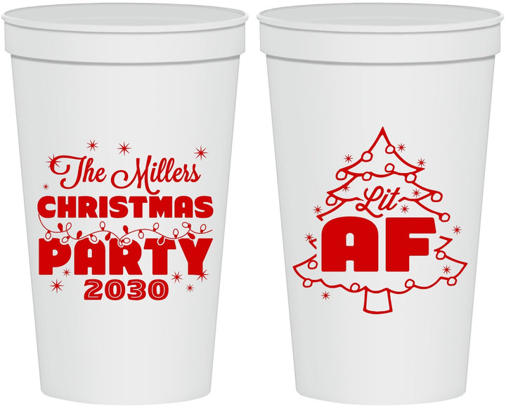 Personalized Christmas 22 oz Stadium Cups - Lit Af | 280090