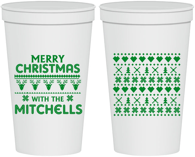 Personalized Christmas 22 oz Stadium Cups - Ugly Sweater | 280091