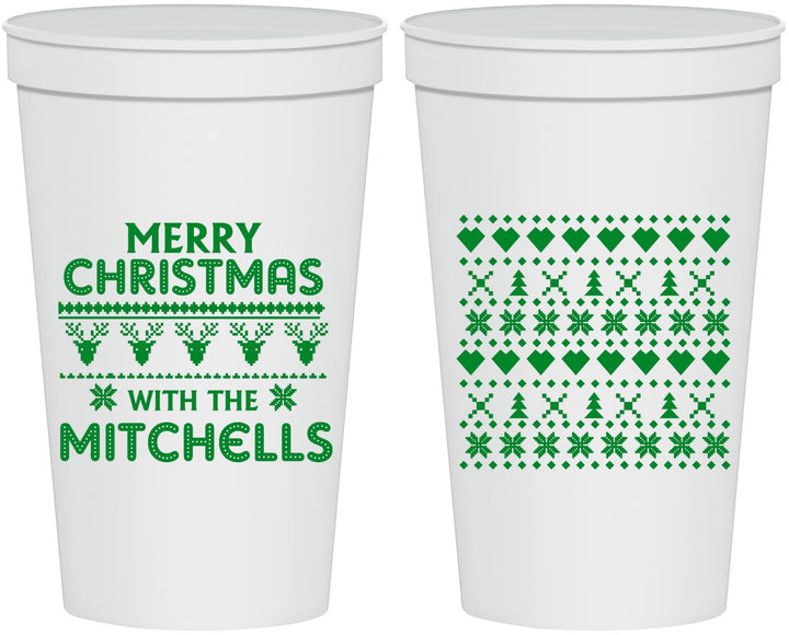 Personalized Christmas 22 oz Stadium Cups - Ugly Sweater | 280091