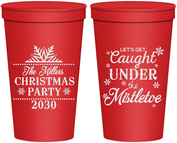 Personalized Christmas 22 oz Stadium Cups - Mistletoe | 280092
